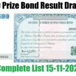 1500 Prize bond Result Draw 100 Complete List 15-11-2024